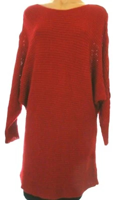 Nuevo Suéter Túnica American Rag con Cordones Dolman Rojo Tejido con Cable Brillante M, Mediano Foto 1 de 4