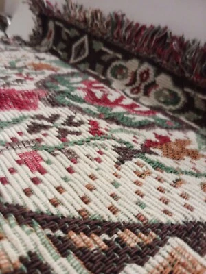 VINTAGE 1990 Slice Area Rug Jacquard, 100% Cotton,  Made In India - Image 1 of 4