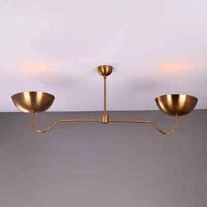 2 Light Elegant Brass Ceiling Pendant Mid Century Modern Raw Brass Sputnik Chand - Picture 1 of 5