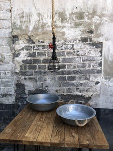 Zinkschale Seilgriffe 35/40cm Garten rund Vintage Pflanzschale shabby Antik