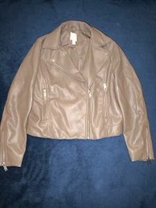 H&M Kunstlederjacke im Bikerstil braun, Gr. 38 - Bild 1 von 2