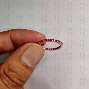 Solid 14k Rose Gold 18 mm Inside-Out Natural Ruby Hoop Earrings Fine Jewelry - Picture 1 of 6
