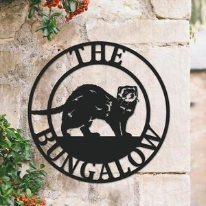 Customisable Steel Ferret Circular House Name Sign - Picture 1 of 6