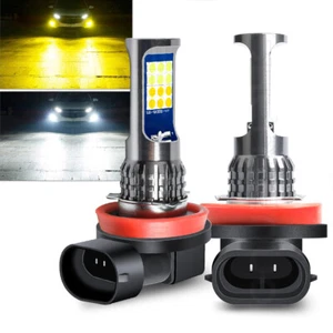 2X H11 H8 H9 H16 LED FogLight Bulbs Dual Color 6K White + 3K Yellow Strobe Flash - Picture 1 of 12