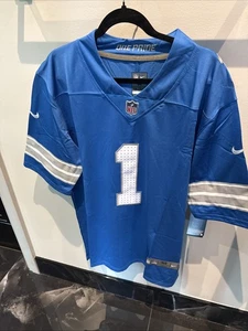 New Detroit Lions Jameson Williams STITCHED #1 BLUE Jersey Men’s MEDIUM - Picture 1 of 9