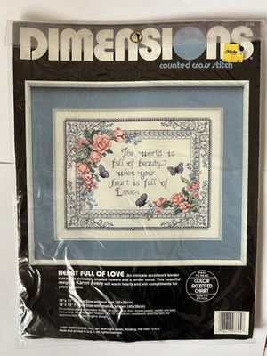 Nuevo en Paquete Dimensiones Contado Punto de Cruz "Corazón Lleno de Amor" 14" X 11" 3704 Foto 1 de 2