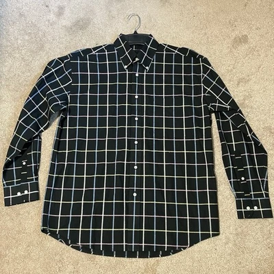 Camisa de vestir mediana Alan River para hombre negra rosa vintage manga larga abotonada Foto 1 de 4