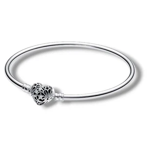 *NEU* Pandora Moments 925 Silber Himmlischer Herzverschluss Armreif 593400C01 - Bild 1 von 3