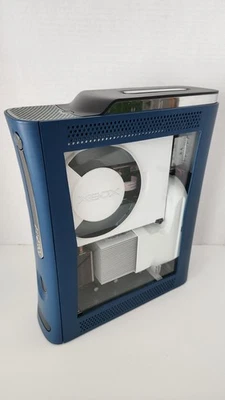 Personalizado Xbox 360 Azul Oscuro Mate Ventana Carcasa 120GB HDD Jaspe Probado Funcionando Foto 1 de 4