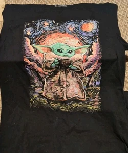 Men's Star Wars The Mandalorian The Child Starry Night Portrait Tee Medium  - Picture 1 of 3