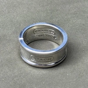 COACH SILVER WIDE BAND RING - Picture 1 of 4