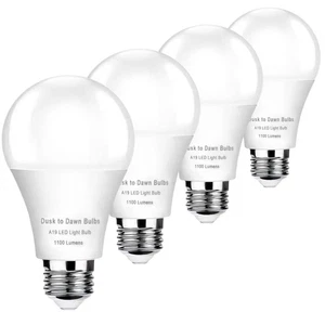 4 Pack Dusk to Dawn Light Bulbs Outdoor 2700K Warm White 1100LMSensor A19 LED... - Picture 1 of 6