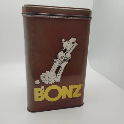 Vintage Bonz 1985 Ralston Purina Dog Treat Tin Sports Dental Treats Vet Decor - Image 1 of 4