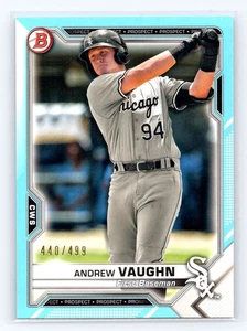 Bowman 2021 #BCP-88 Andrew Vaughn Chrome Prospects refractor #/499 - Imagen 1 de 2