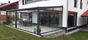 Alu Glas Schiebeelement Glasschiebewand Balkonverglasung 3 Spur Breite - 300 cm - Bild 1 von 6
