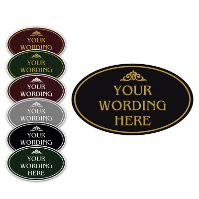 Custom Personalized Text Your Wordings Sign Oval Wall Door Plate Sign 12" x 7" - Image 1 of 4