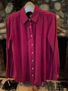 Camisa ORVIS Damas 100% Seda Magenta Manga Larga Cuello Talla M (10-12) Mantecosa Usada en Excelente Condición - Imagen 1 de 8