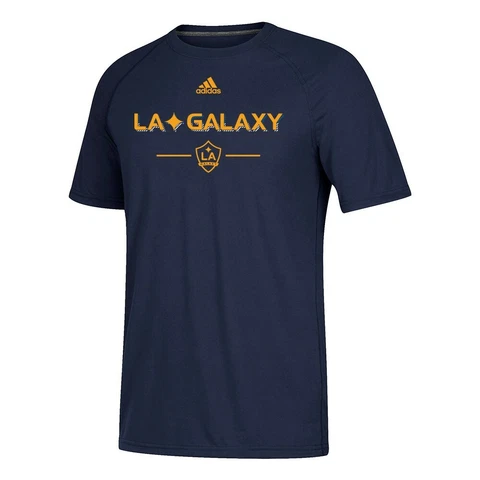 LA Galaxy MLS Adidas Men's Navy Blue "Lined Up" Climalite T-Shirt Cover