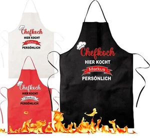 Lustige Küchenschürze für Männer & Frauen Personalisiert Chefkoch persönlich  - Bild 1 von 10