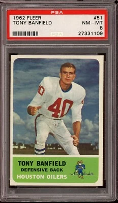 1962 Fleer Football #51 Tony Banfield PSA 8 - Image 1 of 2