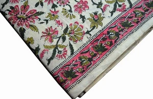 P_287 Indian Floral Hand Block Print Cotton Dress Sewing Craft Fabric 3 Yard - Picture 1 of 4