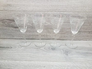 (4) Etched Crystal Clear Wine Water Glasses - Picture 1 of 9