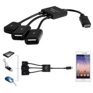 3in1 USB 3.1 Type-C To Micro USB 2.0 Power Charging Host OTG Hub Cable Adapter - Photo 1 sur 9