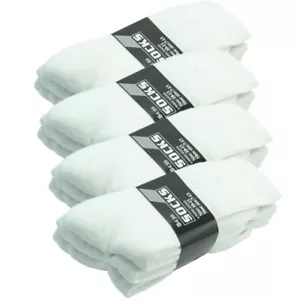 6 Pairs Mens Solid White Sports Athletic Work Crew Casual Cotton Socks Size 9-13 - Picture 1 of 7
