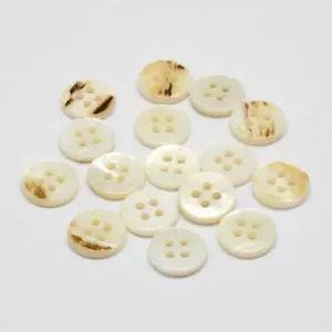 Shell Buttons - 11mm X 2mm - 4 Hole - Flat Natural Shell Buttons - Hole: 1.5mm - Picture 1 of 1