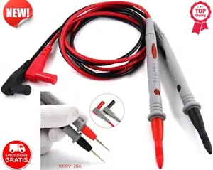 Coppia Puntali Per Tester Digitale multimetro 20A 1000V Sonda a Punta Plastifica - Foto 1 di 9