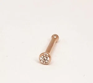 14Kt Rose Gold Real 0.03Ct Diamond Helix Tragus Nose Stud Piercing Pin 18 Gauge - Picture 1 of 9