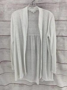 J Jill Love Linen Womens Size S Open Front Cardigan Sweater White Thin Knit EUC - Picture 1 of 5