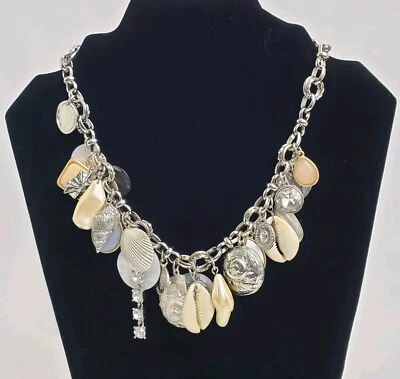White House Black Market Necklace Semi-Precious Stones Seashell Charms - Изображение 1 из 4