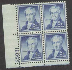 US. 1038. 5c. James Monroe, Liberty Issue. PB4 #25091 LL. MNH. 1954 - Picture 1 of 2