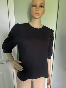 The Drop Women's Mariko Puff-Sleeve Crew-Neck T-Shirt, Black, Large - Bild 1 von 5