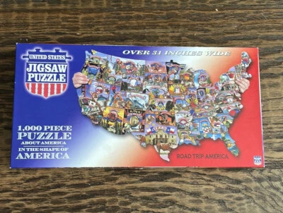 Road Trip America 1000 Piece Jigsaw Puzzle About America USA Shape over 31” Wide - Image 1 of 4