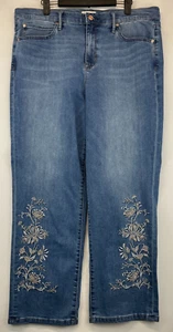 Nicole Miller Jeans - SOHO High Rise Straight Cropped Floral Embroidered (3159) - Picture 1 of 20