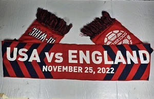 World Cup USA vs England 2022 Scarf Adult Red Blue Soccer Hi-Wire Brewing 8x70 - Picture 1 of 7