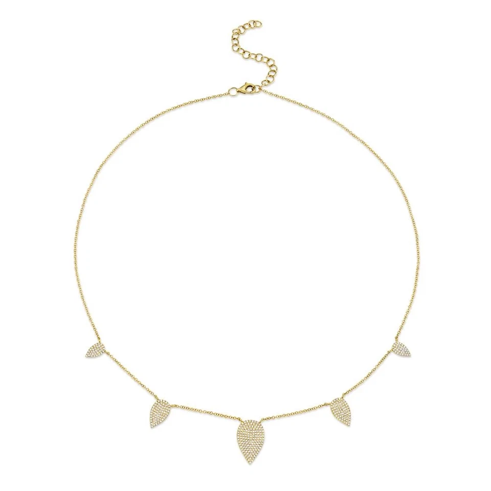 Colar pingente de pera pavê de diamante ouro amarelo 14k natural 0,72 ct ajustável - Imagem 1 de 4