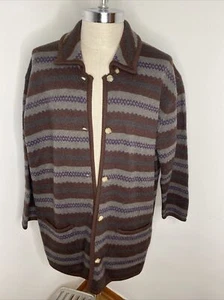 Jones New York Wollpullover Mantel Cardigan Gr. XL braun grau Southwestern Western - Bild 1 von 7
