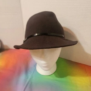 Scala Crushable Gray Wool Skinny Belt Strap Short Brim Trilby Fedora Hat - Picture 1 of 7