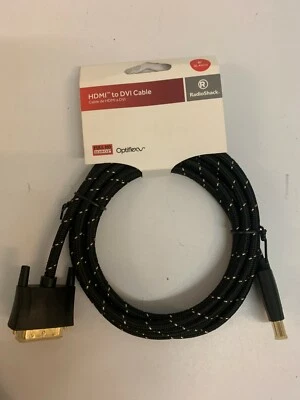 Braided HDMI to DVI Cable, Full HD, Black 8FT Radio Shack 8' 8-Foot - Image 1 of 4