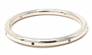 925 Sterling Silver Slip on Bangle Bracelet with Crystals 7.75" 6.3mm 15.6 grams - Picture 1 of 4