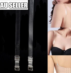 Invisible Transparent Adjustable Metal Buckle Plastic Bra Straps 2 Styles - Picture 1 of 8