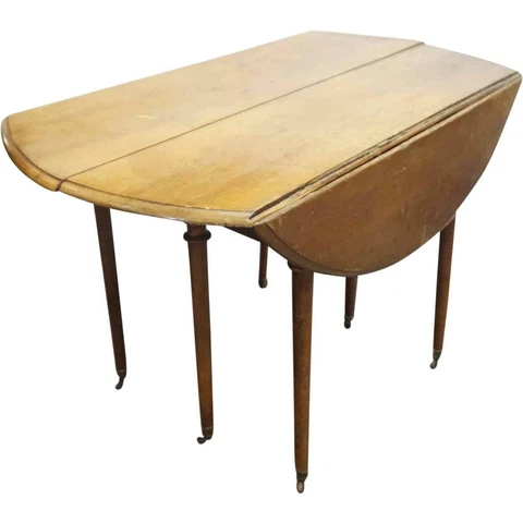 Antique French Provincial Pale Walnut Oval Drop-Leaf Table c. 1800 Cover