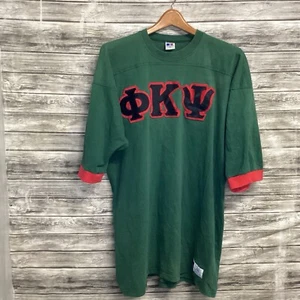 Vintage Phi Kappa Psi Shirt Uomo 2XL Verde Russell Athletic Ringer Tee anni 80 90 - Foto 1 di 7