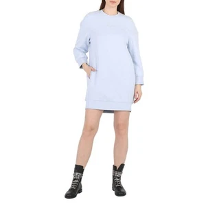 Stella Mccartney Ladies Pale Blue 3D Logo Sweatshirt Dress - Picture 1 of 7