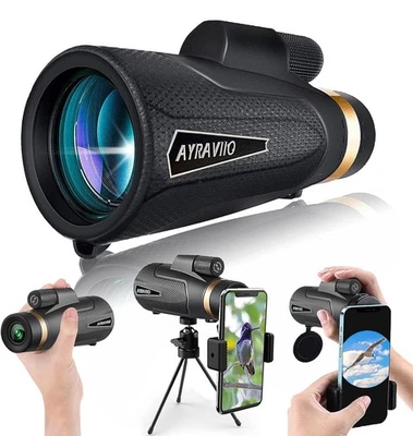 12x60 Monocular Telescope with Smartphone Holder & Upgraded Tripod, High Powere - Image 1 of 3