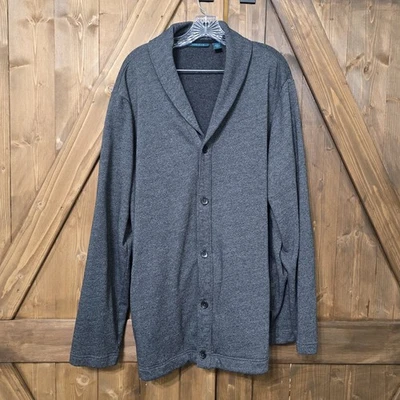 Perry Ellis 2XLT Gray Shawl Collar Button Front Cardigan Sweater - Image 1 of 4