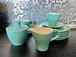 Melitta Ascona Milchkännchen Tassen Zuckerdose Keramik mint türkis Vintage 50er - Bild 1 von 9